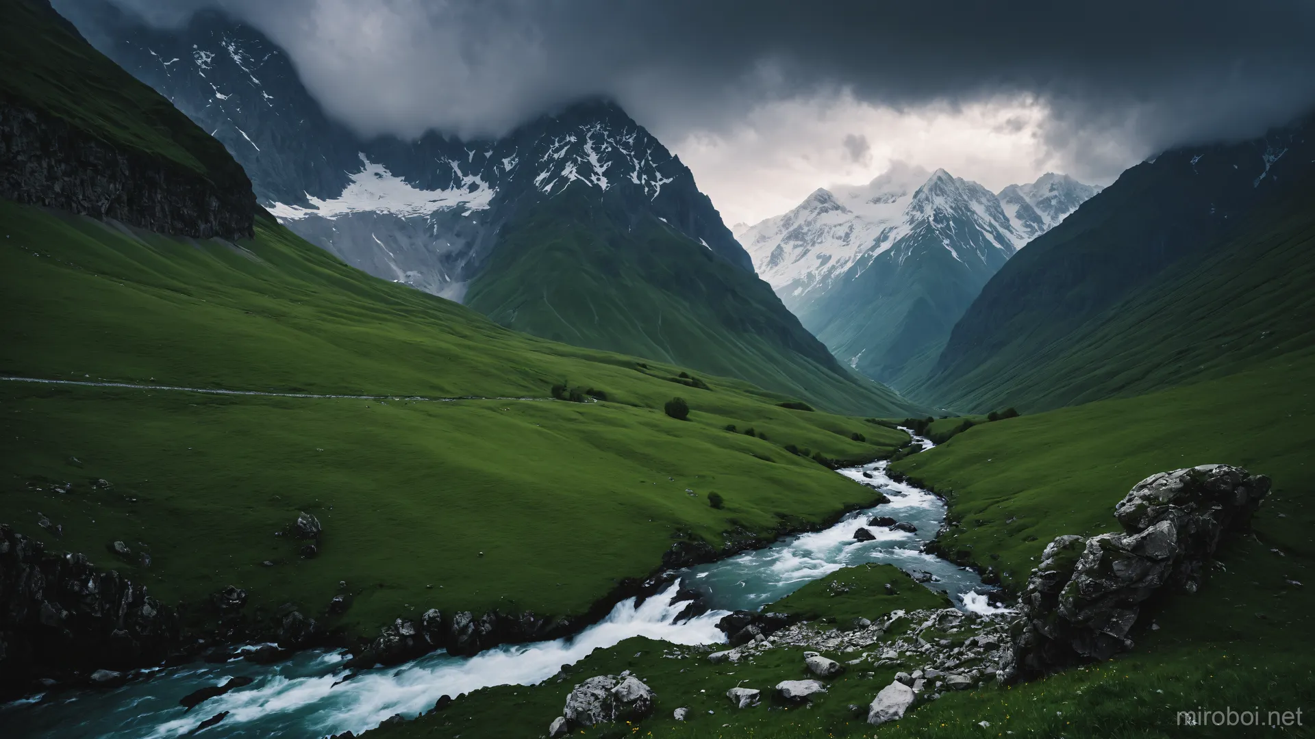 Rushing Mountain River in the Caucasus