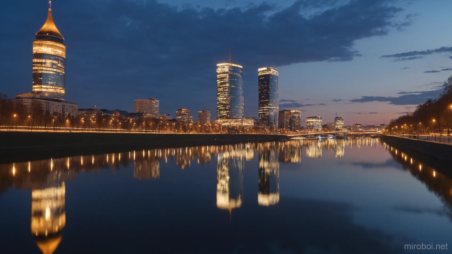 Yekaterinburg at Night by the Riverbank
