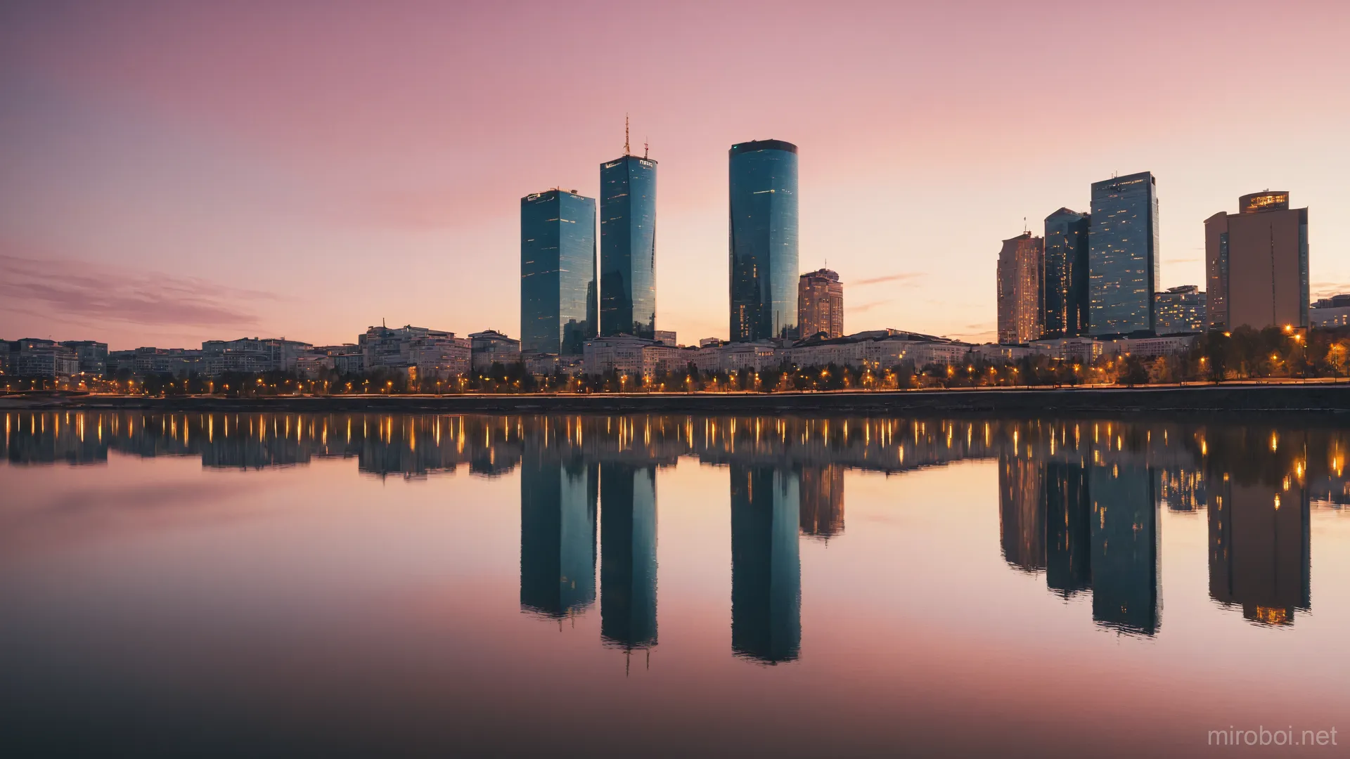 Yekaterinburg Against Pink Evening Sky