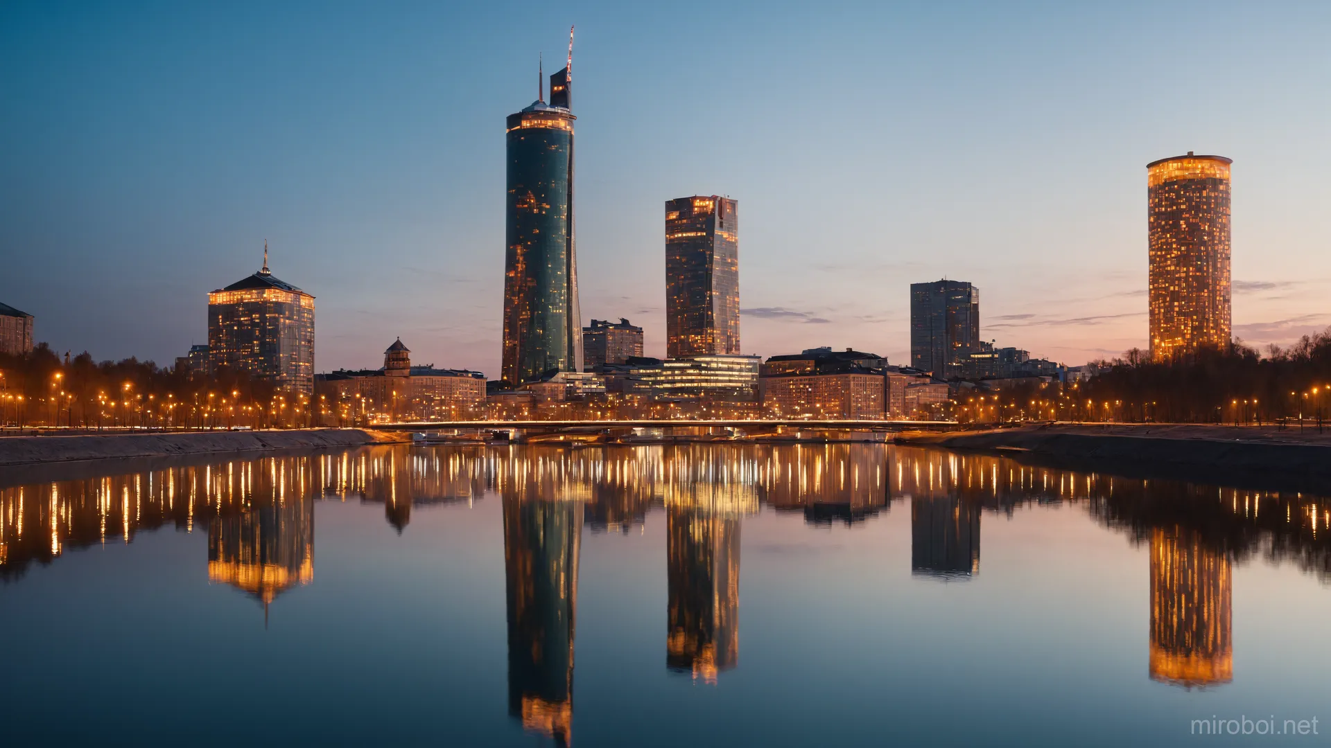 Yekaterinburg Skyscrapers in Sunrise Glow