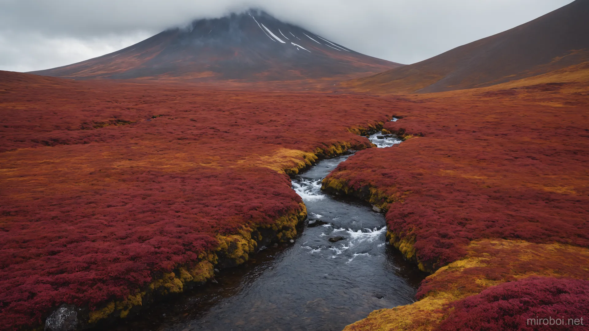 Misty Volcano in Kamchatka