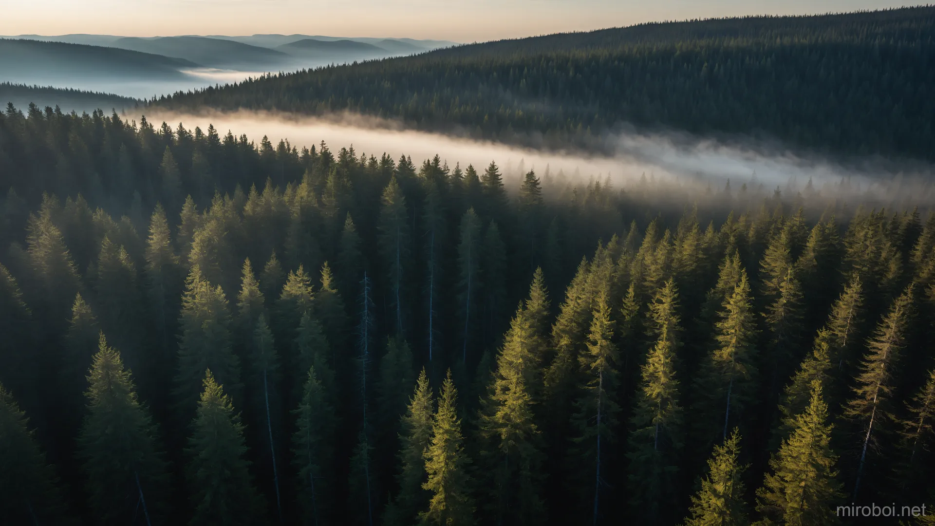 Mystical Sunrise in the Taiga