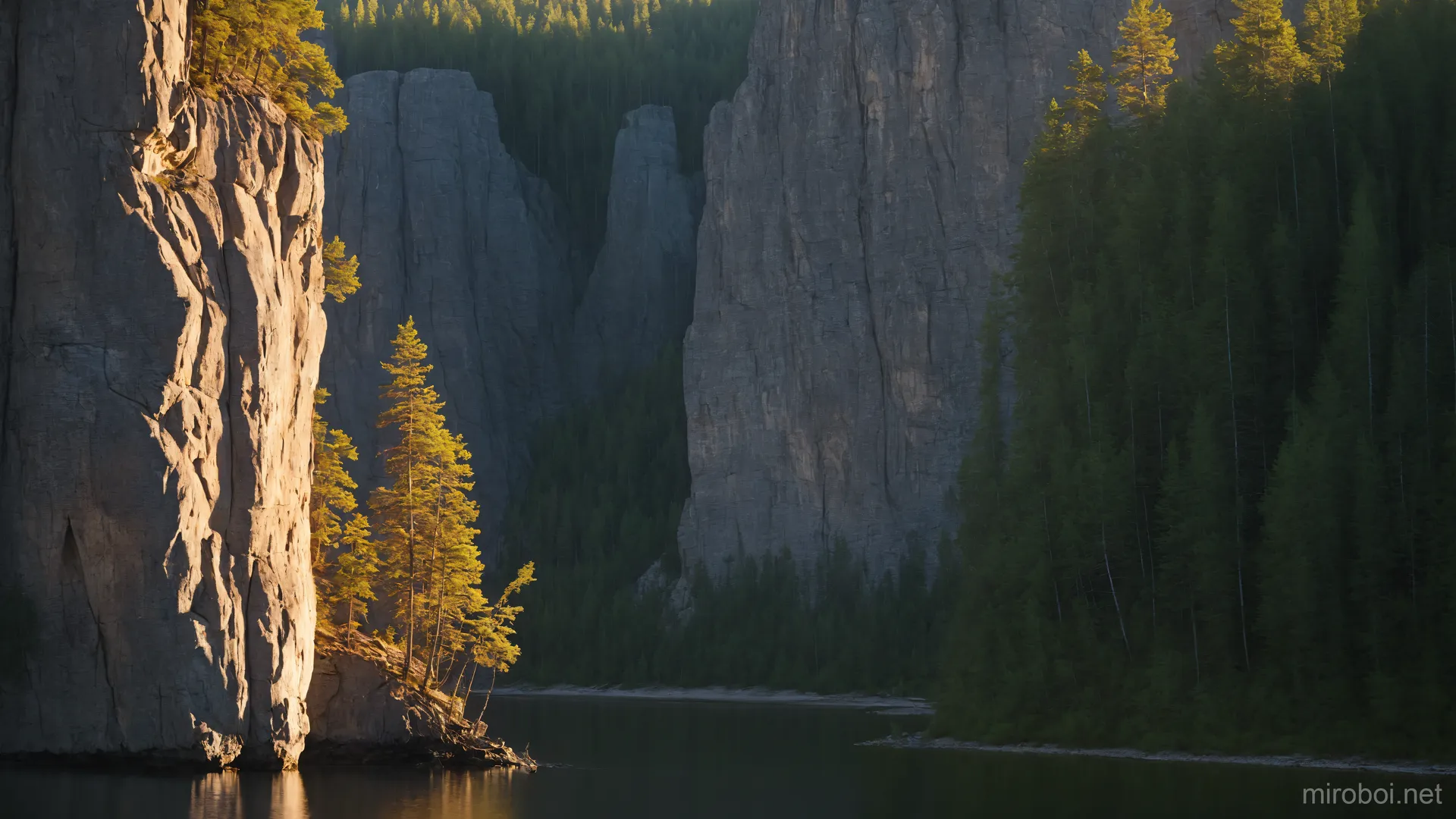Sunbeams in the Ural River Canyon
