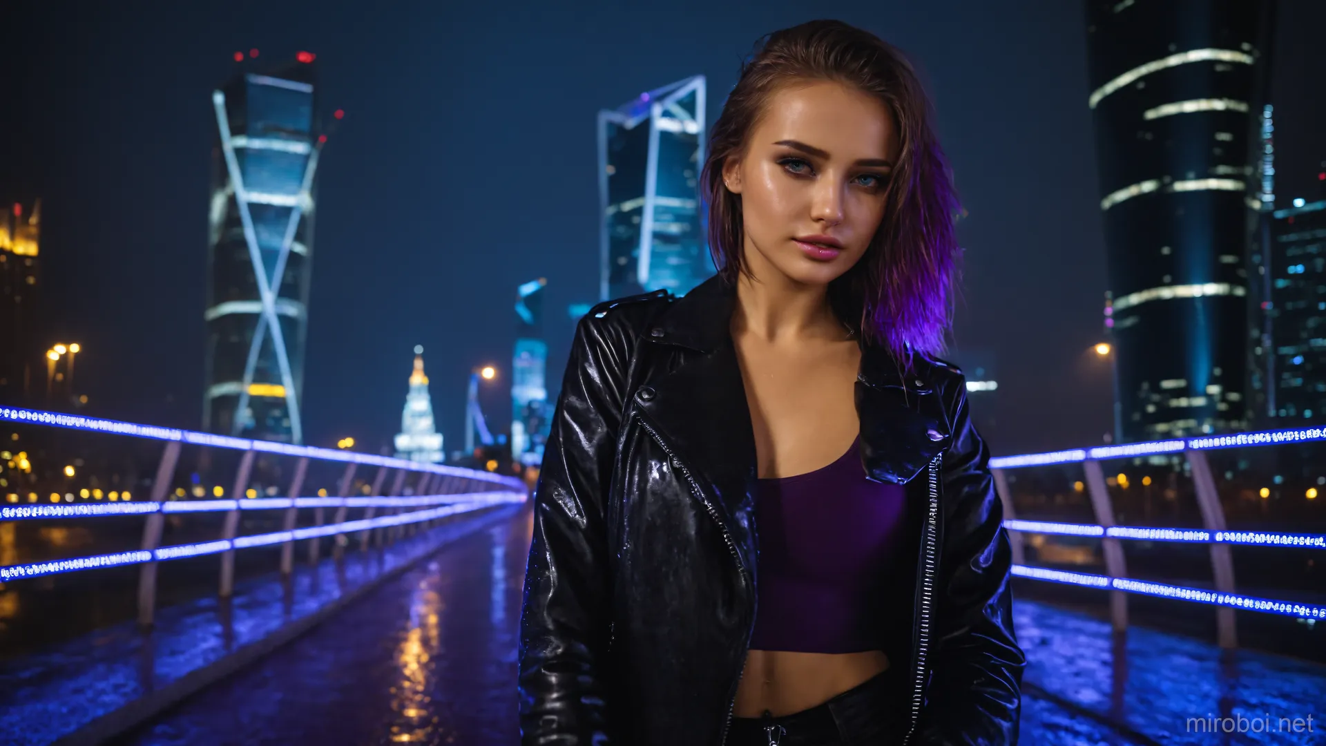 Urban Beauty on a Bridge at Night