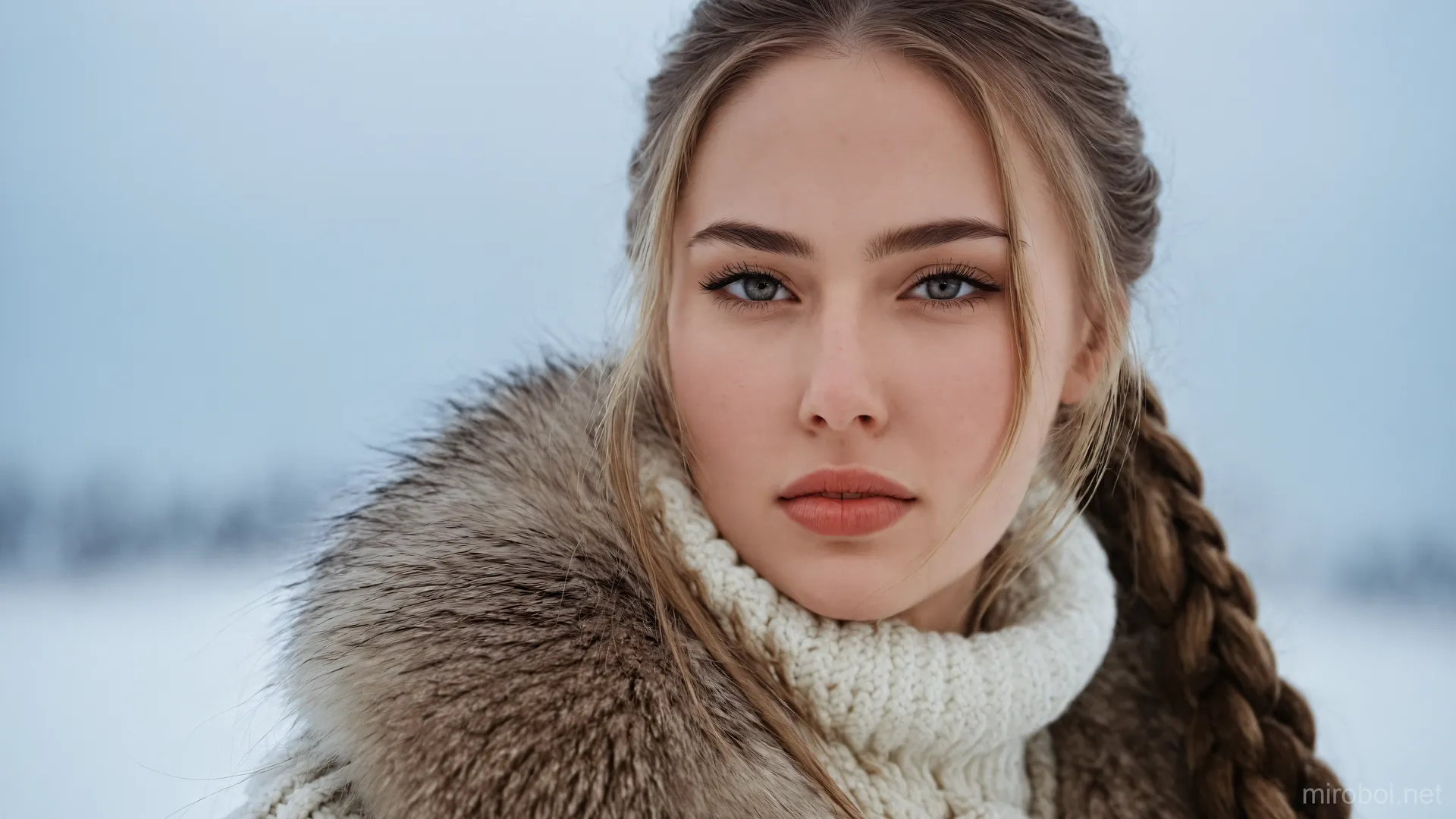 Wintry Beauty with Fur Collar