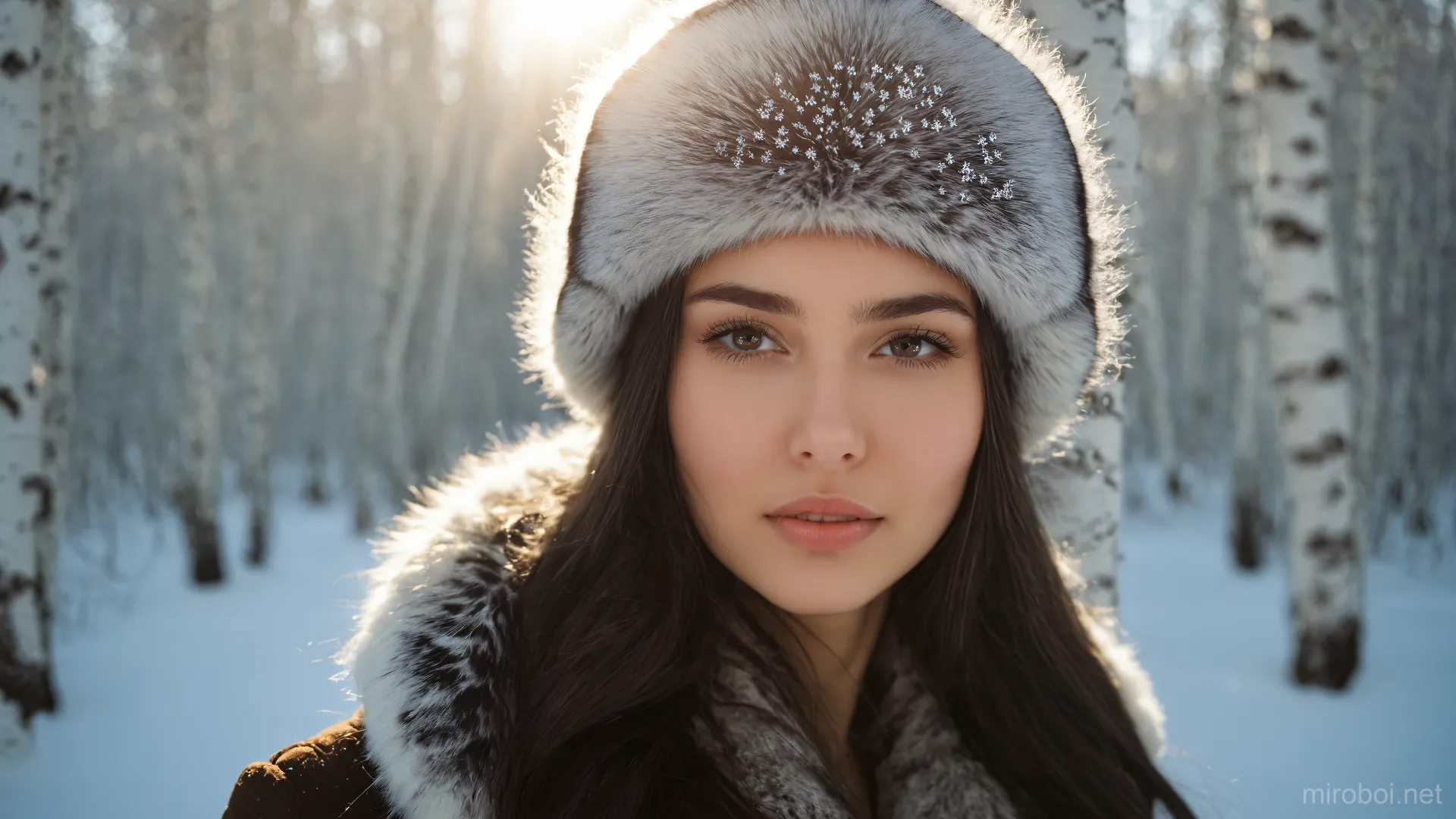 Beautiful Woman in Traditional Winter Hat